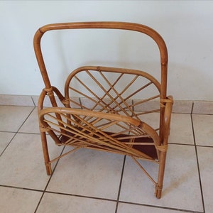 Vintage rattan magazine rack