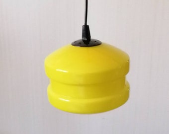 Yellow opaline pendant light from the 70s