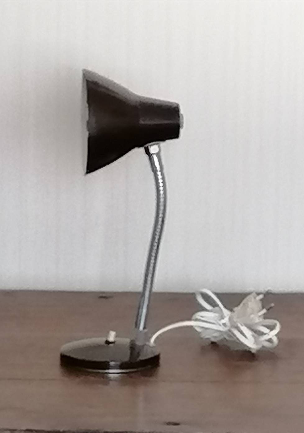 Lampe de Table Flexible Meral Chromé Marron Années 70.