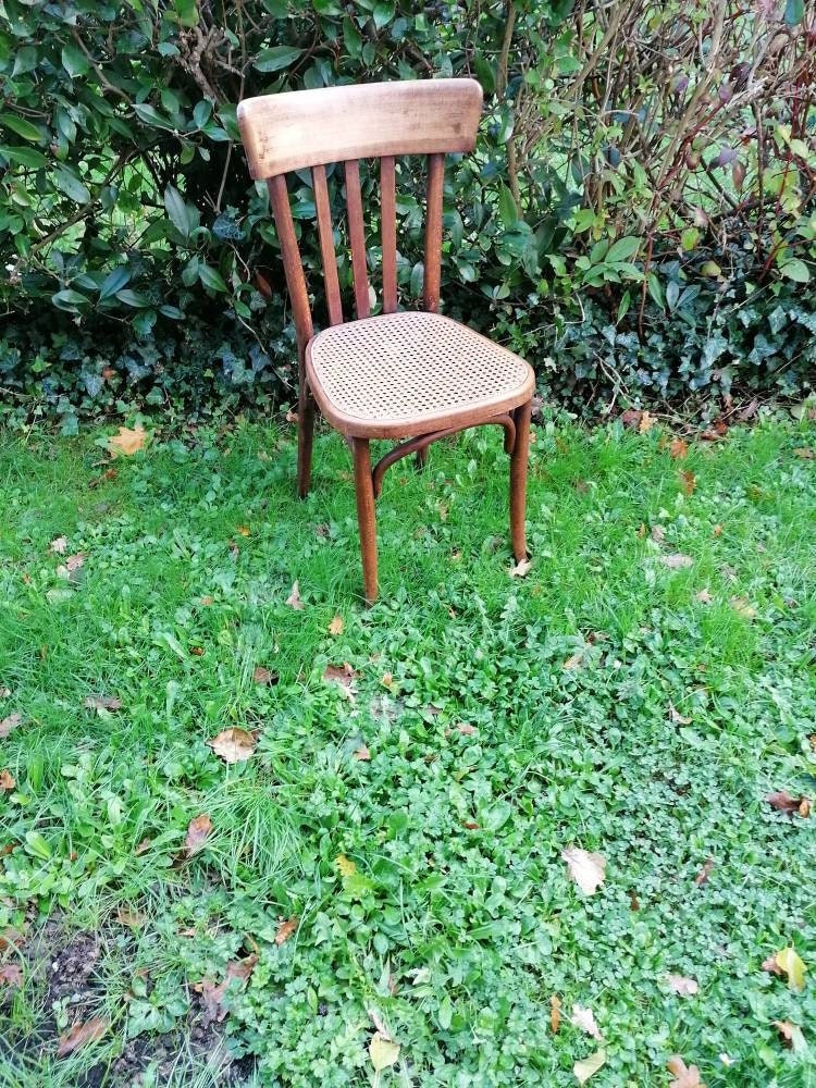 Ancienne Chaise De Bistrot 1920 Style Thonet Cannage