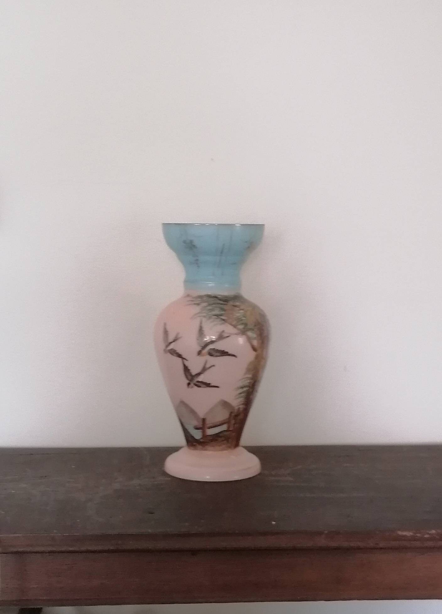 Vase Ancien Décor Oiseaux