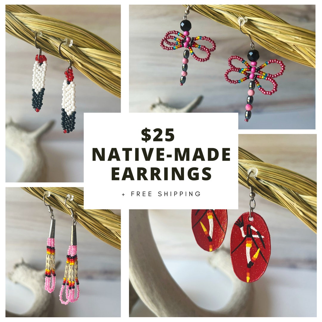 Native Made Earrings - Indigenous Jewelry, Beaded Earrings, Unique