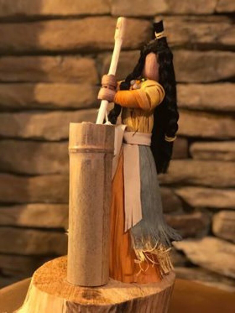 Native Woman Corn Husk Doll Pounding Corn Cherokee Native Etsy