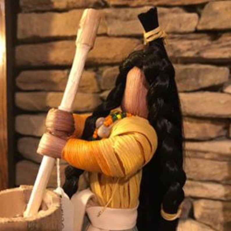 Native Woman Corn Husk Doll Pounding Corn Cherokee Native Etsy