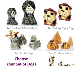 Choose Your Set of Dogs Hand Painted Ceramic Animals Laureston Made in England (Listing for ONE set)