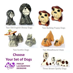 犬のセットをお選びください 手描きのセラミック動物 ローレストン イギリス製 (1セットのリスト)