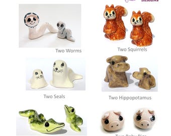 Elige tu par de animales de cerámica pintados a mano Laureston Hecho en Inglaterra (Listado para UN juego)