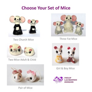 Elige tu juego de ratones de cerámica pintados a mano Laureston, hechos en Inglaterra (Listado para UN juego)