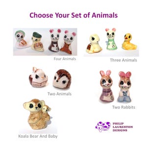 動物セットをお選びください。手描きの陶器製動物、ローレストン製、英国製（1セットのみ）