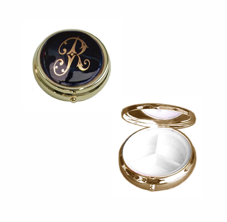 Made in Italy Listing for ONE piece Choose Your Monogram Initial Round Pill Trinket Box Treasures Keepsake Box