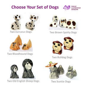 Choose Your  Set of Dogs Hand Painted Ceramic Animals Laureston Made in England (Listing for ONE set)