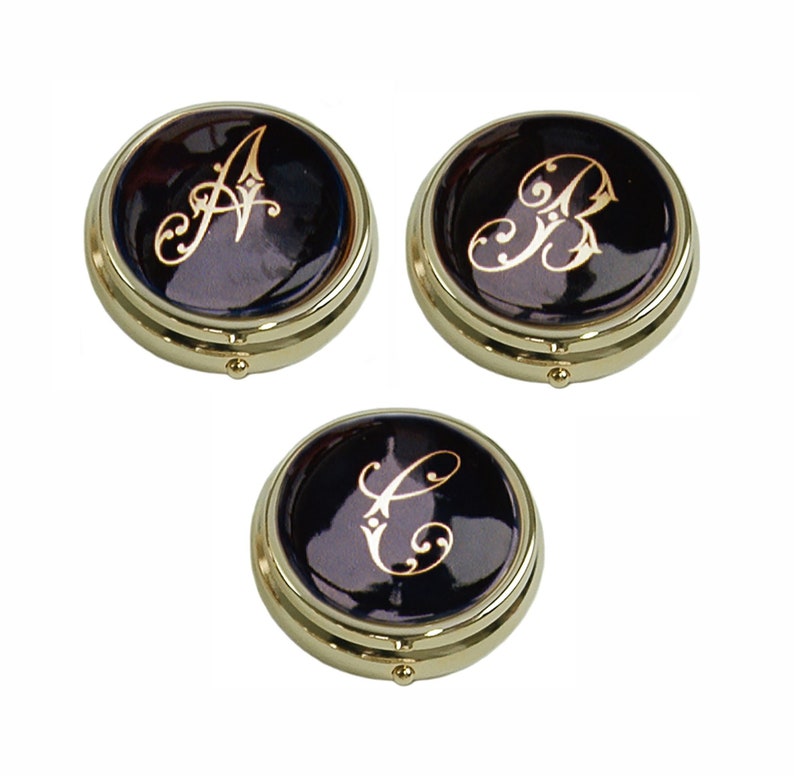 Made in Italy Listing for ONE piece Choose Your Monogram Initial Round Pill Trinket Box Treasures Keepsake Box