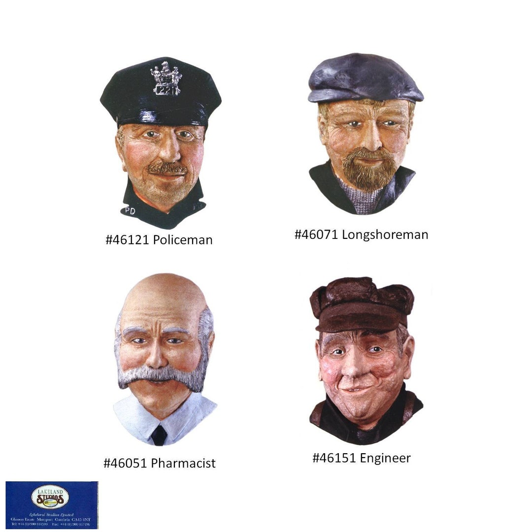 14 Chalk Heads to Choose Head Wall Hanging Lakeland Studios Characters