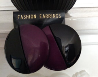 Original Ges Gesch 1773 Two-Tone Earrings in Black & Plum