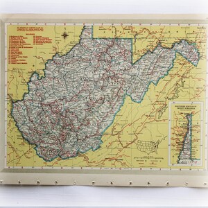 Vintage Karte Seite 1946 West Virginia / Washington Hammond's Stanford Welt Atlas Druck zum Einrahmen von Junk Journal Papier Ephemera Collage