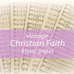Himnos antiguos con música cristiana y fe, 28 páginas para manualidades, papeles de arte alterados, efímeras, confeti, collage, diario basura, decoupage, suministros, lote mixto