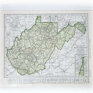 Vintage Landkarte Seite 1945 West Virginia / 1945 Collier es World Atlas Aufsteller Für die Rahmung Junk Journal Papier Ephemera Collage