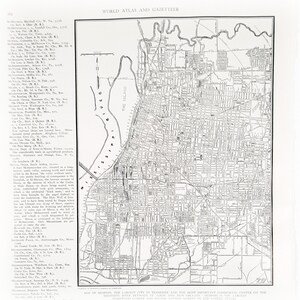 Vintage Kaart Pagina 1945 Memphis Tennessee Collier's World Atlas Gazetteer Print voor Framing Junk Journal Paper Ephemera Collage Supplies