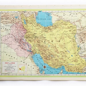 Vintage Karte Seite 1946 Türkei Syrien Libanon / Iran Iran Hammond's Stanford Welt Atlas Print zum Einrahmen Junk Journal Papier Ephemera Collage