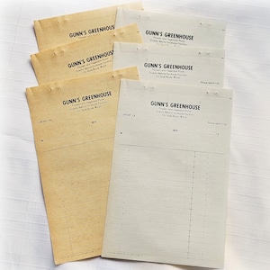 6 Vintage Greenhouse Receipt Order Sheets Phone Message Memo Ephemera Junk Journal Paper Old Sales Checks Unused ticket Collage Mixed Media