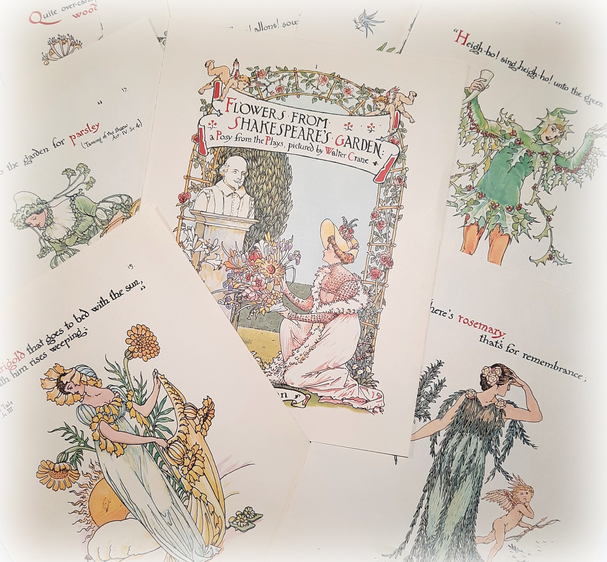 Vintage Flowers From Shakespeare's Garden Book Pages Botanical Fl…