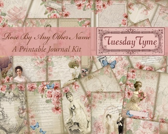 Printable Junk Journal Kit: Victorian Rose Ephemera (Digital Download)