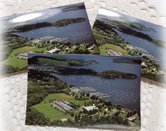 3 Vintage Postcards Malletts Bay Vermont Lake Champlain Summer Resort Ephemera Junk Journal Mixed Media Craft Collage Collection