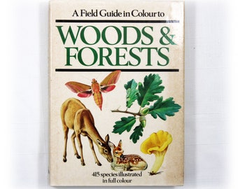 Guide de terrain en couleur sur les bois et les forêts Livre illustré Étude de la nature Flore Faune Champignons Fleurs Animaux