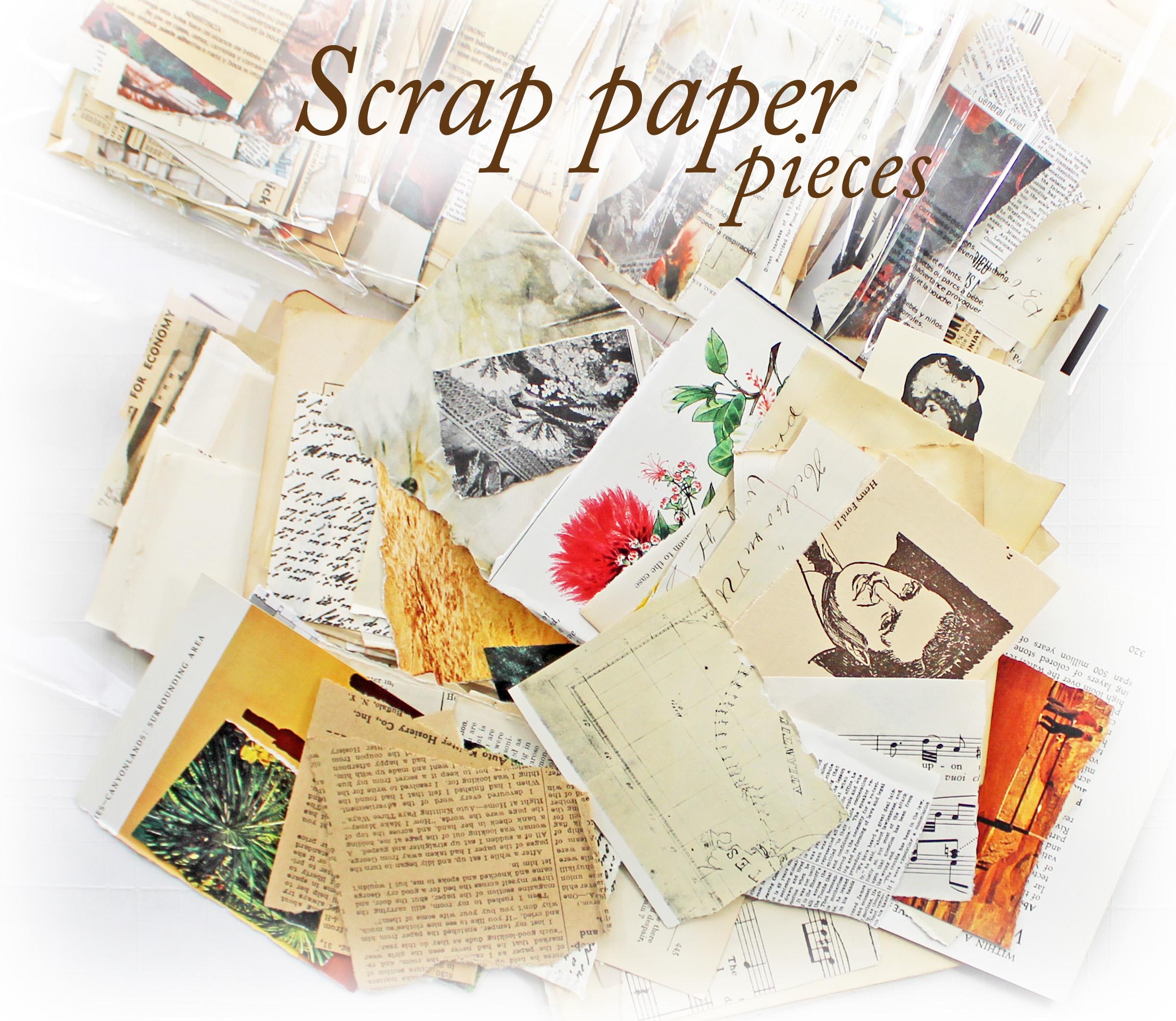 Collage Torn Paper Scraps Pack Vintage 100 Mixed Assorted Lot Small Pieces Embellishment Kit Card Scrapbook Junk Journal Ephemera