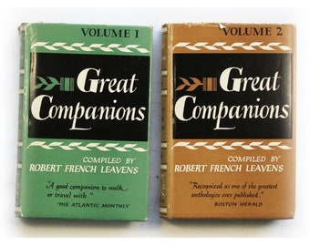 Grandes compañeros Vol 1 y 2 Tamaño de bolsillo Robert French Leavens 1941 Vintage Slipcase Dust Jackets Libro de tapa dura