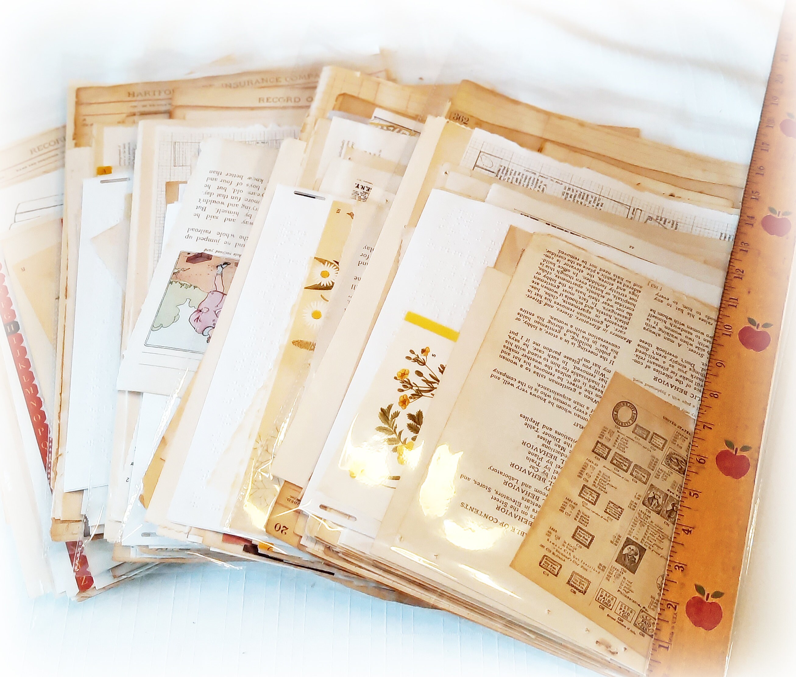 Large Vintage & Antique Book Pages 100 Assorted paper ephemera collag…