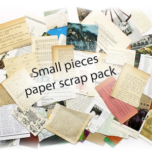 Vintage Small piece Paper Scraps Pack: Mixed Ephemera for Collage & Junk Journals