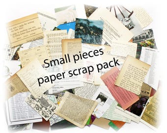 Vintage Small piece Paper Scraps Pack: Mixed Ephemera for Collage & Junk Journals