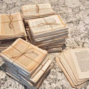 70 Vintage Antique Book Page Bundle Pages Pack Assorted Paper Ephemera ...