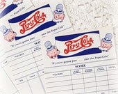 4 Vintage Pepsi Cola Bridge Score Sheets Pepsi and Pete 1940s Game Ephemera Junk Journal Paper Unused ticket Collage Mixed Media