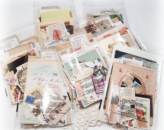 50 Piece Vintage Paper Ephemera Pack Misc. Grab Bag for Junk Journal