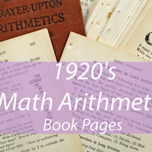 22 Antiquariato Matematica Aritmetica Anni '20 Pagine di libri Documenti effimeri collage forniture diario spazzatura Decoupage Craft Supply Lotto misto