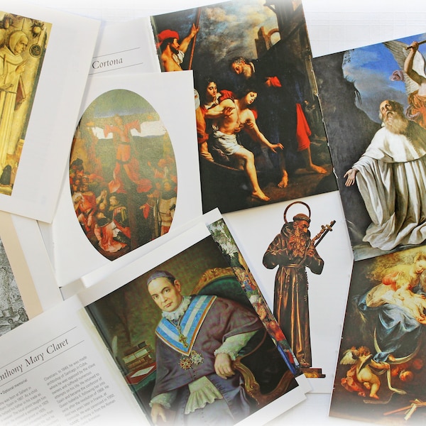 18 Vintage Saints Art Book Pages Catholic Religious Ephemera Junk Journal Collage Supplies Mixed Media Craft