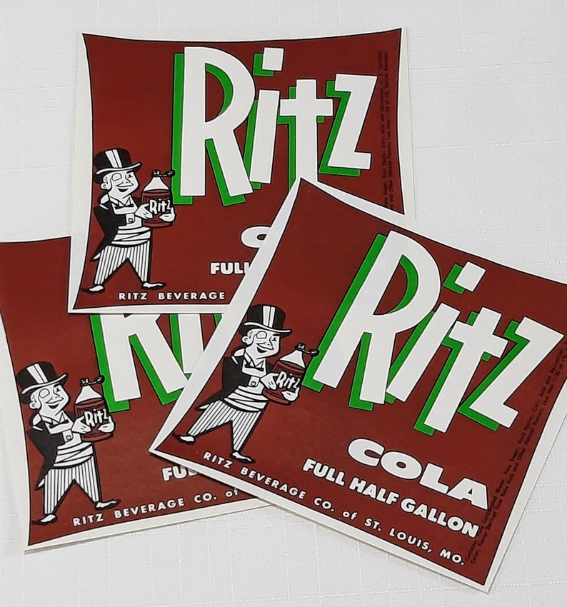 3 Vintage 1940s Ritz Cola Soda Labels: St. Louis MO Ephemera - Etsy