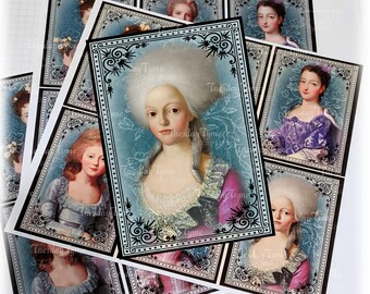1700's Miss Vintage Baroque Girl fashion Digital Collage Sheet Printable Ephemera Pack Kit Junk Journal Scrapbooking Card Instant Download