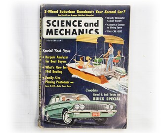 Vintage Science and Mechanics Magazine 1961 February Boating Pontooner Buick Special Magazine Memorabilia Ephemera Collectable