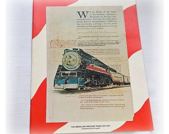 1975 American Freedom Train programme commémoratif Photos couleur Histoire en voiture Livret Souvenirs Ephémères Militaire de collection