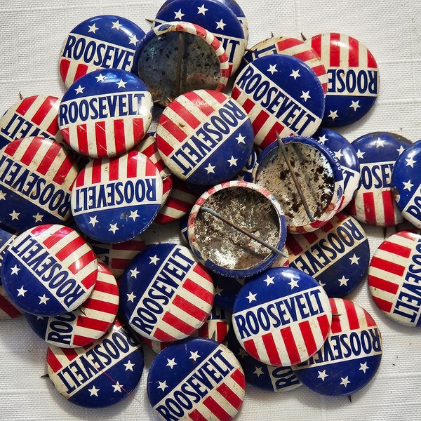 5 Small Vintage Roosevelt Presidential Campaign Button Pin-back Political Button Memorabilia