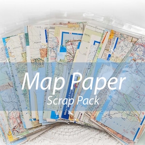 Vintage Road Map Paper Pack: 20 Scrapbook Collage Pieces