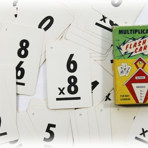4 Vintage Faichild vermenigvuldiging Flash Cards Math nummer voor junk Journal papier Ephemera Craft Supplies Planner Notebook Mixed Media