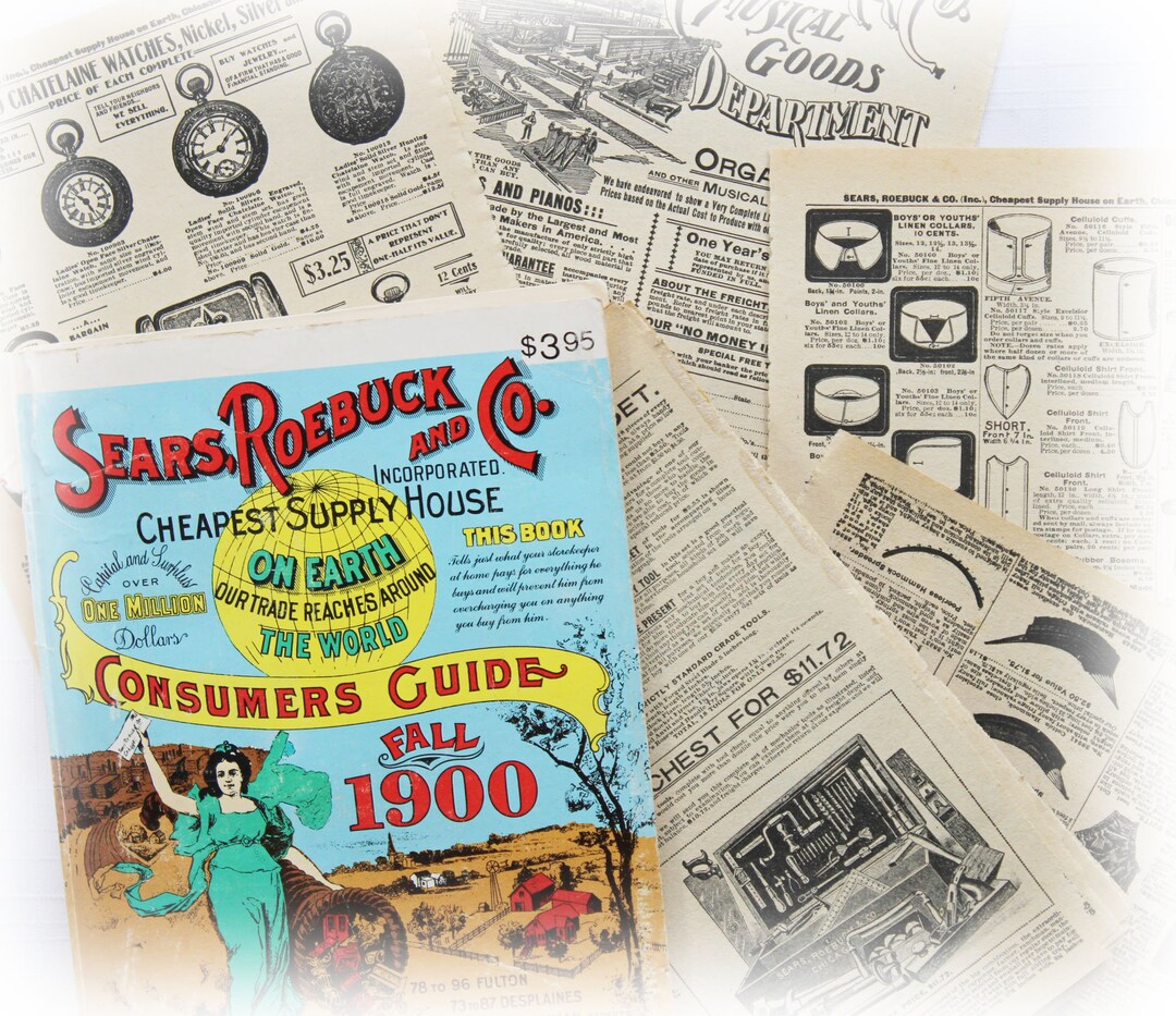 10 Vintage Sears Roebuck Miniature Reproduction 1900 Catalog Book Paper