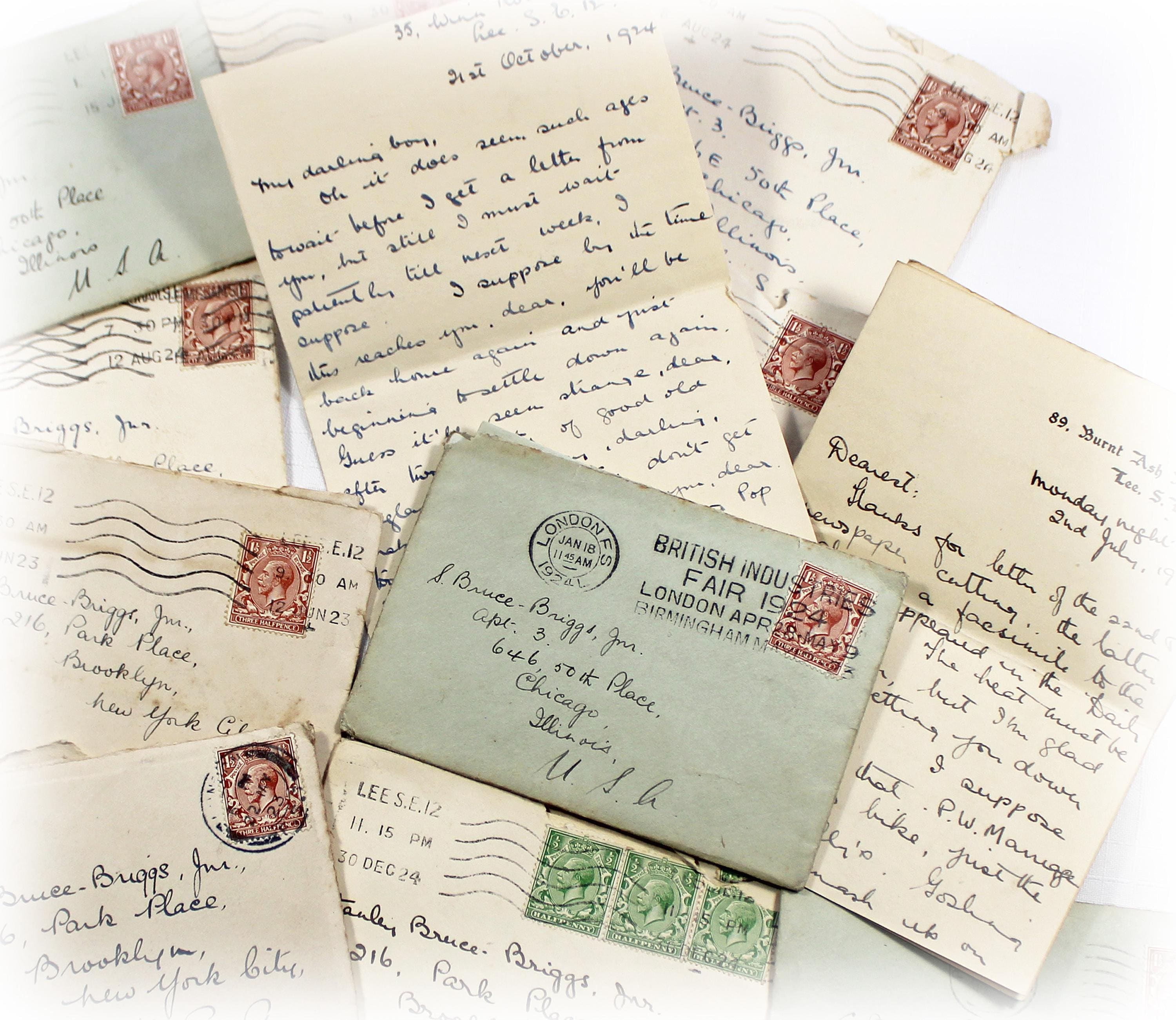 Vintage Love letter 1920s Antique Personal Handwritten Ephemera Documents Correspondence Envelopes Paper Time Capsule junk journal supplies