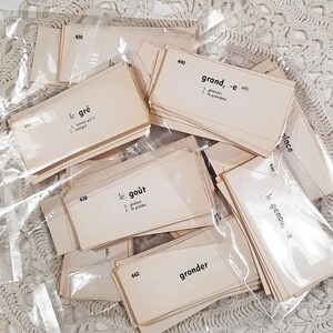 30 vintage Franse woordenschatkaarten geassorteerd willekeurig set voor junk journal papier kortstondige ambachtelijke benodigdheden planner notebook neutrale mixed media