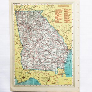 Vintage Karte Seite 1946 Georgia / Florida Hammond's Stanford Welt Atlas Druck zum Einrahmen Junk Journal Papier Ephemera Collage