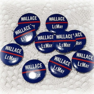 Vintage George Wallace/Curtis LeMay Wahlkampfbutton 1968